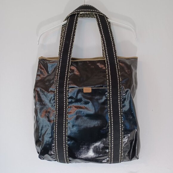 Fossil Key Per Bag Large Black Waxed Canvas Shoulder Tote - Picture 2 of 16